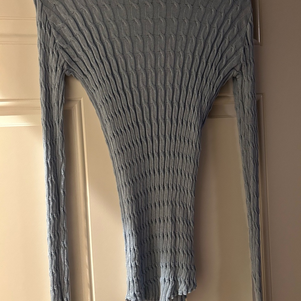 Zara Light Blue Ribbed Knit Sweater